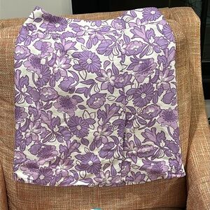 Ann Taylor LOFT Purple and White Linen Blend Floral Print Skirt Size 4 EUC